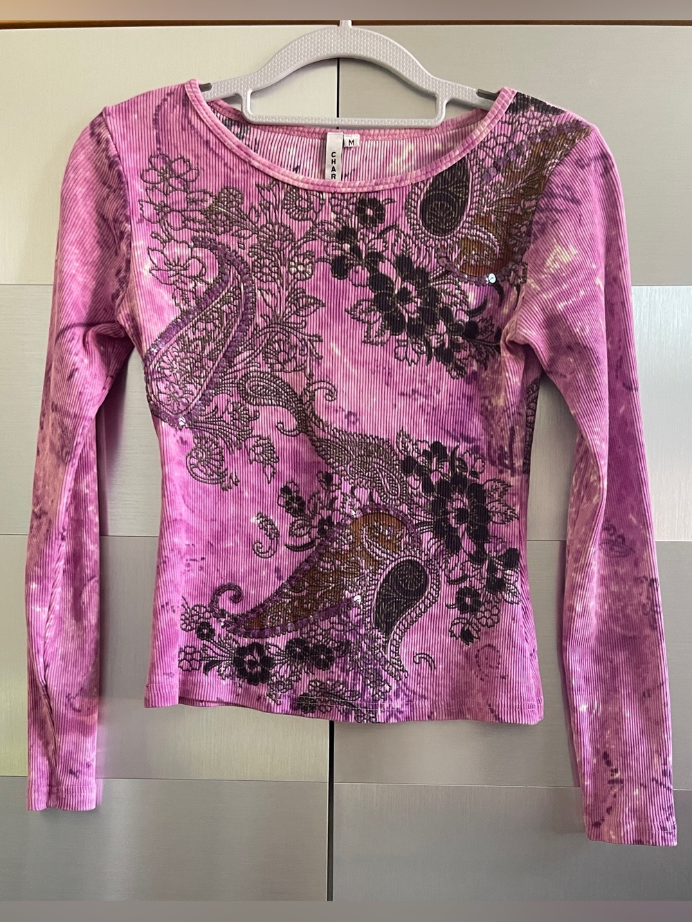 Charlotte Tarantola Pink Paisley and Floral Long-Sleeve Top